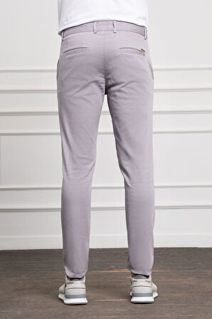  Erkek Gri Slim Fit Dar Kesim Chino Pantolon