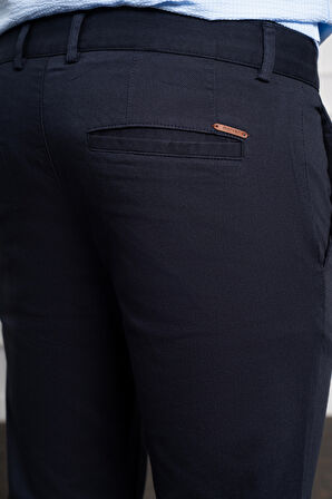  Erkek Lacivert Slim Fit Dar Kesim Chino Pantolon