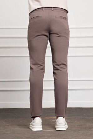  Erkek KAHVE Slim Fit Dar Kesim Chino Pantolon