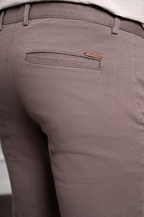  Erkek KAHVE Slim Fit Dar Kesim Chino Pantolon