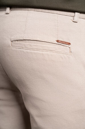  Erkek Bej Slim Fit Dar Kesim Chino Pantolon