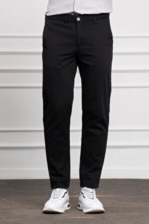  Erkek Siyah Dynamic Fit Rahat Kesim Chino Pantolon