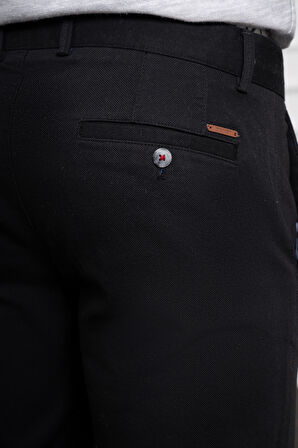  Erkek Siyah Dynamic Fit Rahat Kesim Chino Pantolon
