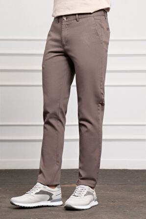  Erkek KAHVE Dynamic Fit Rahat Kesim Chino Pantolon