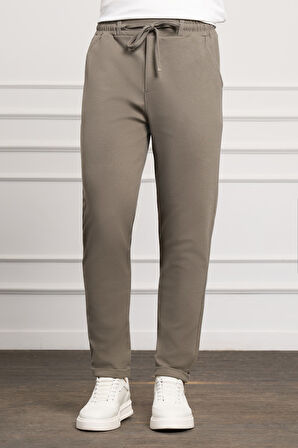  Erkek Haki Slim Fit  Lastikli Jogger Pantolon