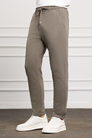  Erkek Haki Slim Fit  Lastikli Jogger Pantolon
