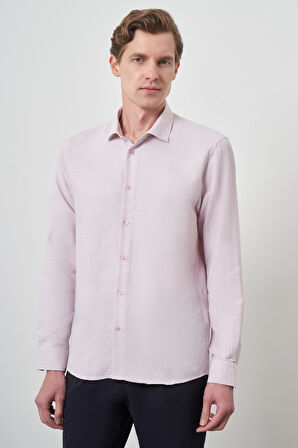  Erkek Pembe Slim Fit İtalyan Yaka Gömlek