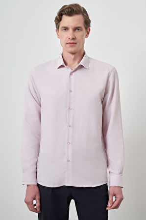  Erkek Pembe Slim Fit İtalyan Yaka Gömlek