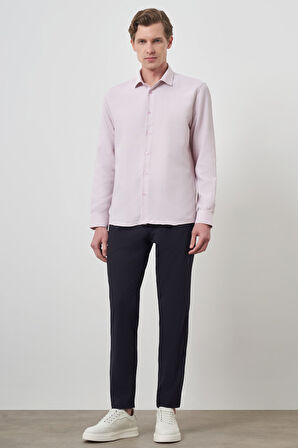  Erkek Pembe Slim Fit İtalyan Yaka Gömlek