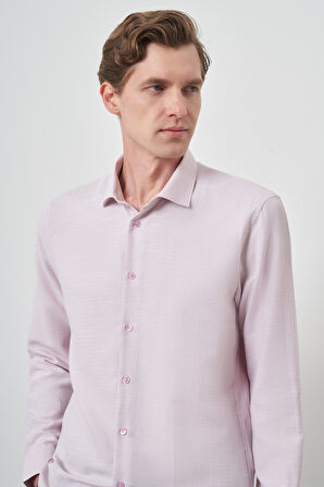  Erkek Pembe Slim Fit İtalyan Yaka Gömlek