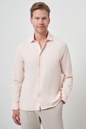  Erkek Yavruağzı Slim Fit İtalyan Yaka Gömlek