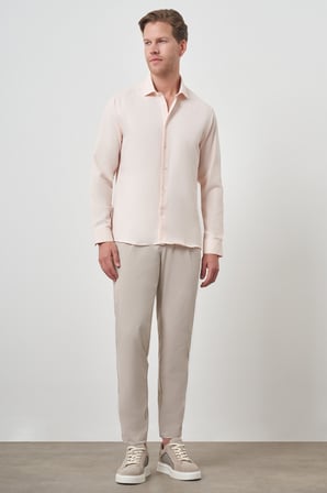  Erkek Yavruağzı Slim Fit İtalyan Yaka Gömlek