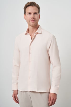  Erkek Yavruağzı Slim Fit İtalyan Yaka Gömlek