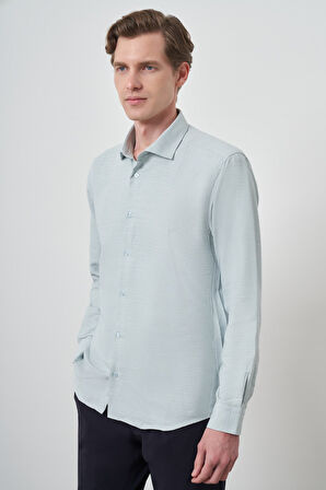  Erkek Yeşil Slim Fit İtalyan Yaka Gömlek