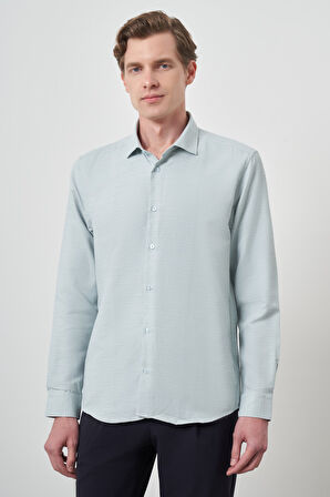  Erkek Yeşil Slim Fit İtalyan Yaka Gömlek