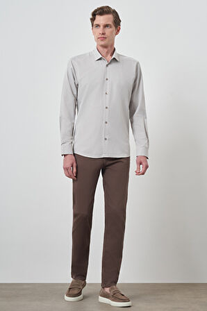  Erkek Vizon Slim Fit İtalyan Yaka Gömlek
