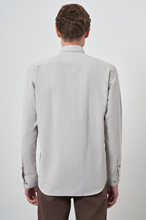  Erkek Vizon Slim Fit İtalyan Yaka Gömlek