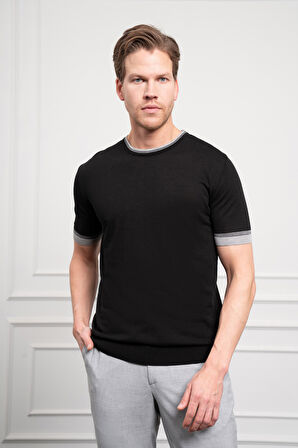  Erkek Siyah Trend  Polo Yaka Dinamik Fit Rahat Kesim T-Shirt