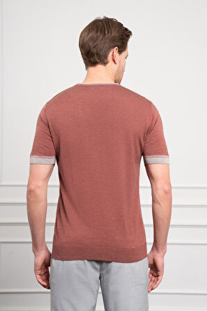  Erkek Kiremit Trend  Polo Yaka Dinamik Fit Rahat Kesim T-Shirt