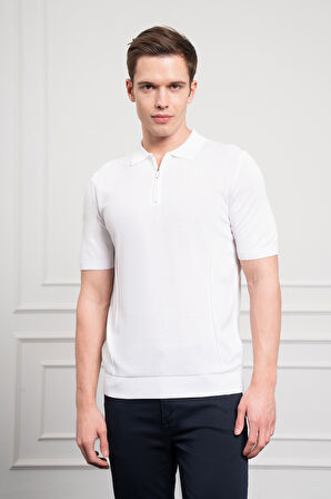  Erkek Beyaz Trend  Polo Yaka  Dinamik Fit Rahat Kesim T-Shirt