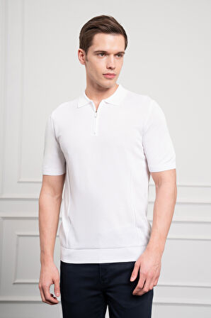  Erkek Beyaz Trend  Polo Yaka  Dinamik Fit Rahat Kesim T-Shirt