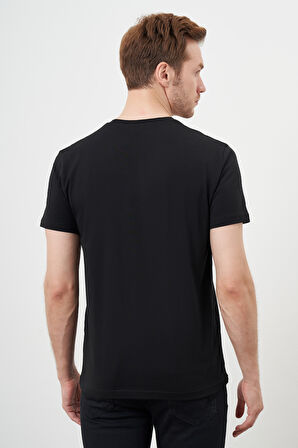  Erkek Siyah Basic Bisiklet Yaka Dynamic Fit Rahat Kesim T-Shirt