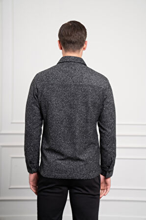  Erkek Siyah Worker Dynamic Fit Rahat Kesim Gömlek Ceket