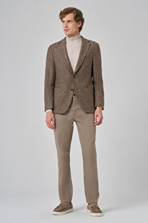  Erkek KAHVE Örme Slim Fit Mono Yaka Ceket