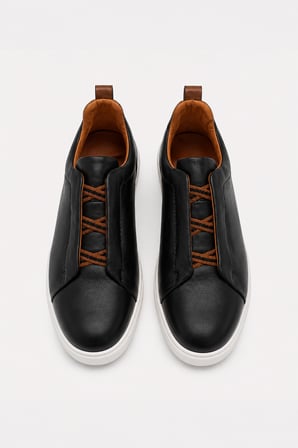  Erkek Siyah Deri Sneaker Ayakkabı