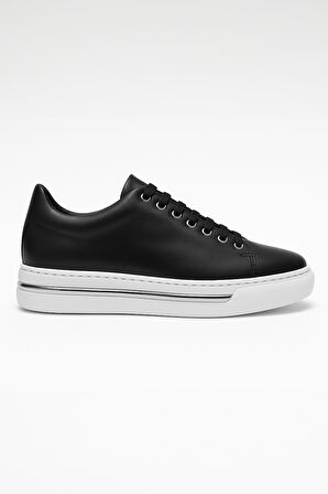  Erkek Siyah Deri Sneaker Ayakkabı