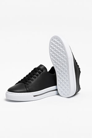  Erkek Siyah Deri Sneaker Ayakkabı