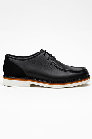  Erkek Siyah Deri Smart Casual Ayakkabı