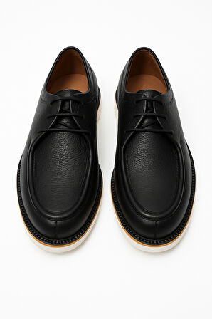  Erkek Siyah Deri Smart Casual Ayakkabı