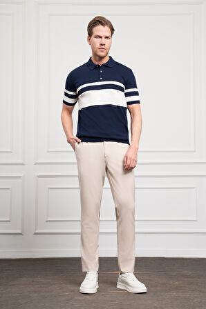  Erkek Lacivert Trend Dynamic Fit Rahat Kesim Polo Yaka T-Shirt