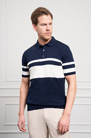  Erkek Lacivert Trend Dynamic Fit Rahat Kesim Polo Yaka T-Shirt