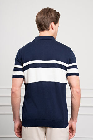  Erkek Lacivert Trend Dynamic Fit Rahat Kesim Polo Yaka T-Shirt