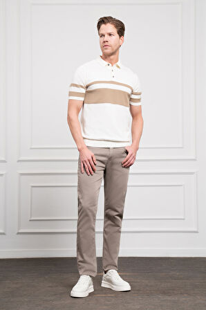  Erkek Ekru Trend Dynamic Fit Rahat Kesim Polo Yaka T-Shirt