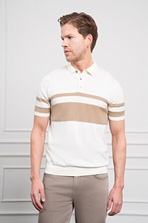  Erkek Ekru Trend Dynamic Fit Rahat Kesim Polo Yaka T-Shirt