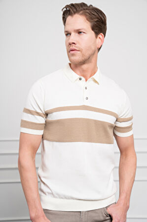  Erkek Ekru Trend Dynamic Fit Rahat Kesim Polo Yaka T-Shirt