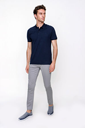  Erkek Lacivert Basic Polo Yaka Dynamic Fit T-Shirt