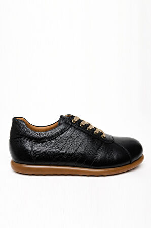  Erkek Siyah Deri Smart Casual Ayakkabı