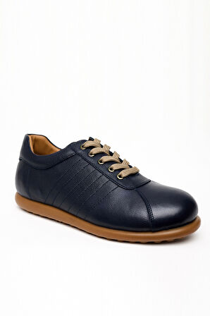  Erkek Lacivert Deri Smart Casual Ayakkabı