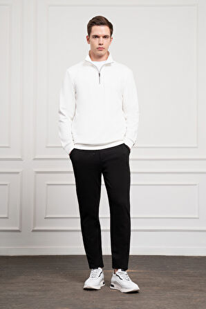  Erkek Ekru Femuarlı Bato Yaka Dynamic Fit Rahat Kesim Sweatshirt