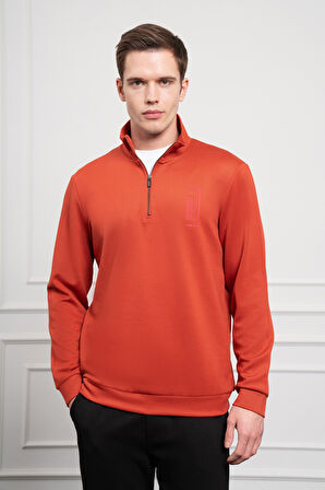  Erkek Kiremit Femuarlı Bato Yaka Dynamic Fit Rahat Kesim Sweatshirt