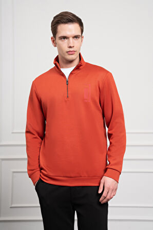 Erkek Kiremit Femuarlı Bato Yaka Dynamic Fit Rahat Kesim Sweatshirt