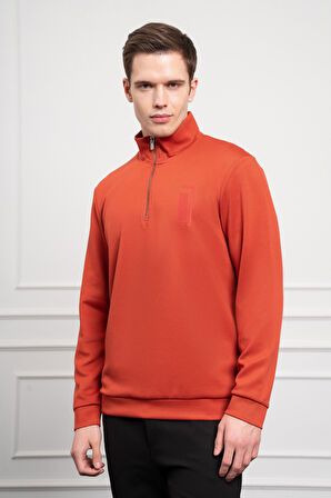  Erkek Kiremit Femuarlı Bato Yaka Dynamic Fit Rahat Kesim Sweatshirt