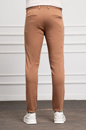  Erkek Camel Slim Fit Dar Kesim Chino Pantolon