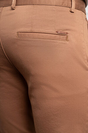  Erkek Camel Slim Fit Dar Kesim Chino Pantolon
