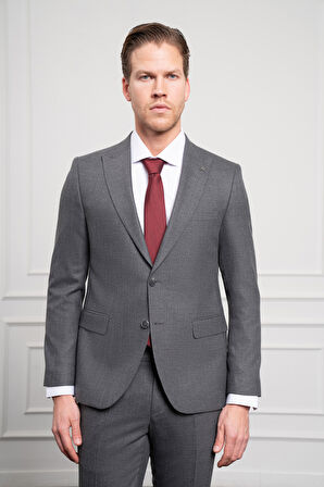  Erkek Füme Trend Slim Fit Dar Kesim Sivri Yaka Takım Elbise