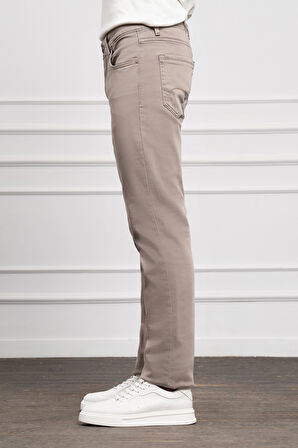  Erkek Bej Mevsimlik Pamuk 5 Cep Dynamic Fit Jean Pantolon